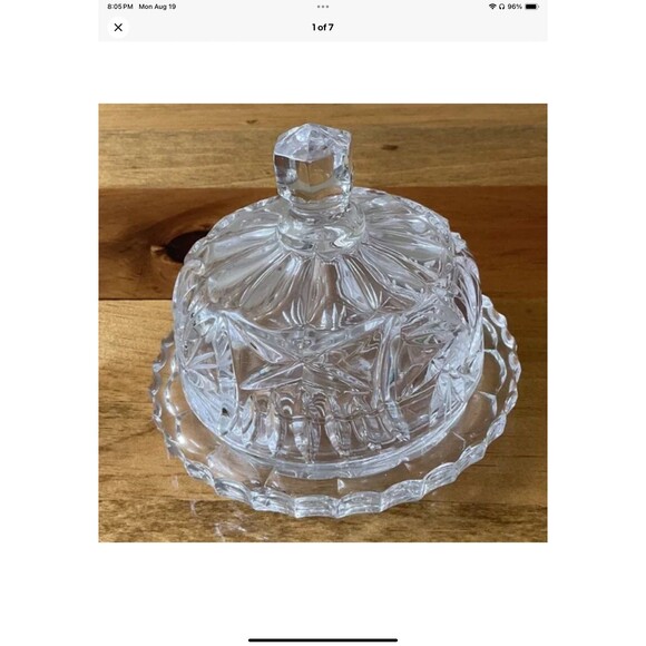 Crystal Cut Glass Butter/Cheese Dish Dome W/Lid - Picture 1 of 7